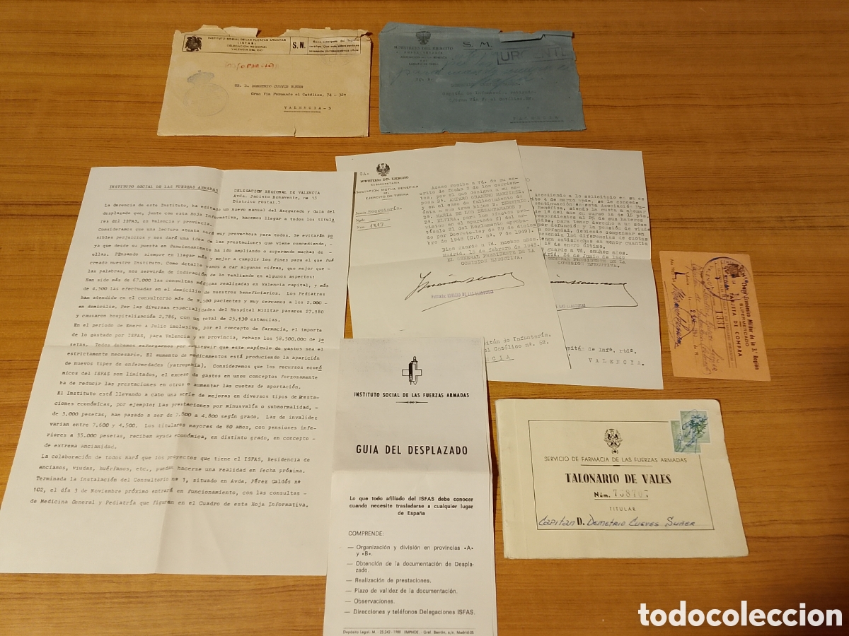 Altri oggetti di carta: Cartas carnet informaci&oacute;n talonario de un capit&aacute;n del ejercito de tierra con calle propia militar