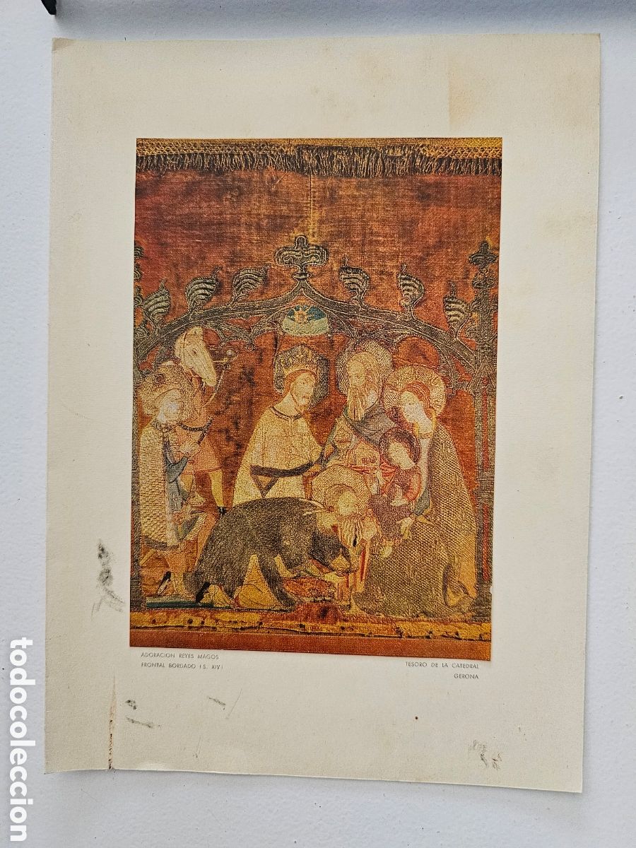 Collectionnisme Papier divers: Tarjeta de felicitaci&oacute;n de Navidad de Adoraci&oacute;n Reyes magos, Catedral Girona Manuel Grau, Marina Puj