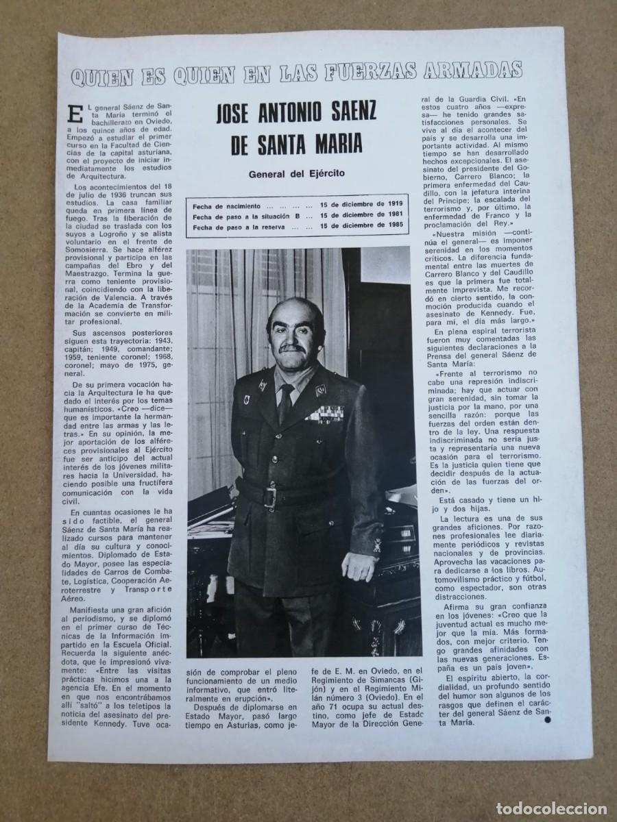 Otros Art&iacute;culos de Coleccionismo en Papel: ARTICULO. QUIEN ES QUIEN EN LAS FUERZAS ARMADAS, JOSE ANTONIO SAENZ DE SANTA MARIA