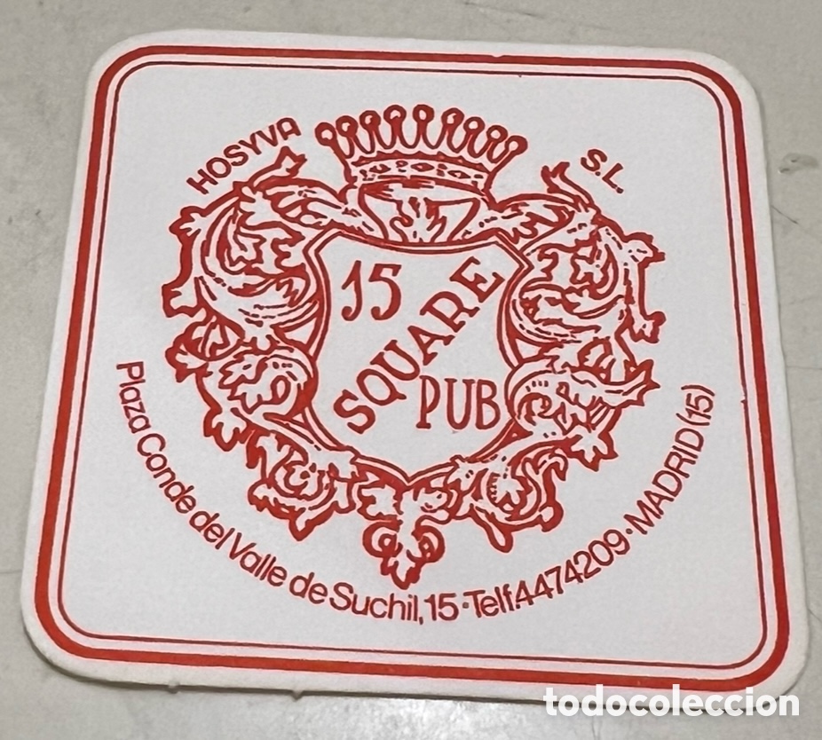 Otros Art&iacute;culos de Coleccionismo en Papel: Posavasos. 15 SQUARE Pub. Madrid. A&ntilde;os 70.