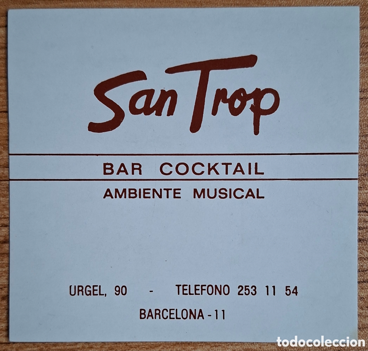 Otros Art&iacute;culos de Coleccionismo en Papel: Posavasos Bar Cocktail San Trop - Barcelona