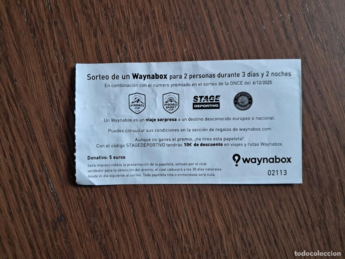 Otros Art&iacute;culos de Coleccionismo en Papel: papeleta sorteo de waynabox, viaje sorpresa, stage deportivo, a&ntilde;o 2025
