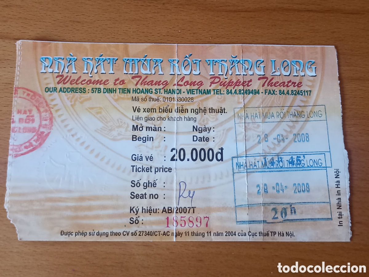Otros Art&iacute;culos de Coleccionismo en Papel: Entrada Vietnam Teatro de Marionetas Thang Long - 2008 - Pedido m&iacute;nimo 3&euro;