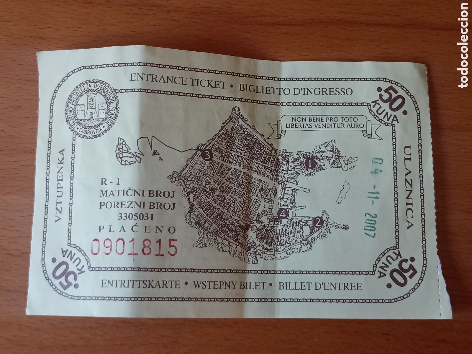 Otros Art&iacute;culos de Coleccionismo en Papel: Entrada Croacia Muralla Dubrovnik - 2007 - Pedido m&iacute;nimo 3&euro;