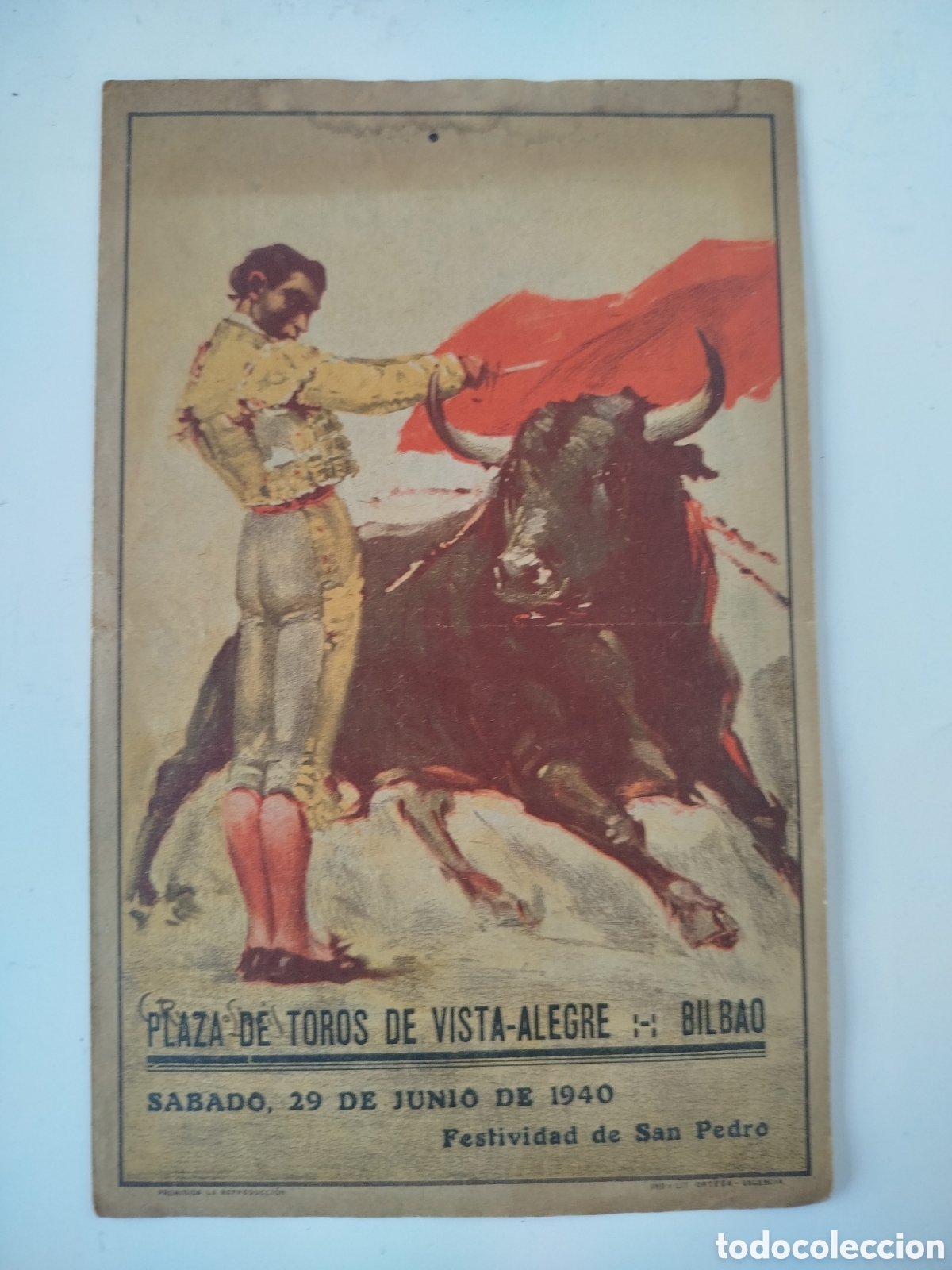 Otros Art&iacute;culos de Coleccionismo en Papel: JAIME NOAIN PLAZA DE TOROS DE VISTA ALEGRE BILBAO 20 JUNIO 1940
