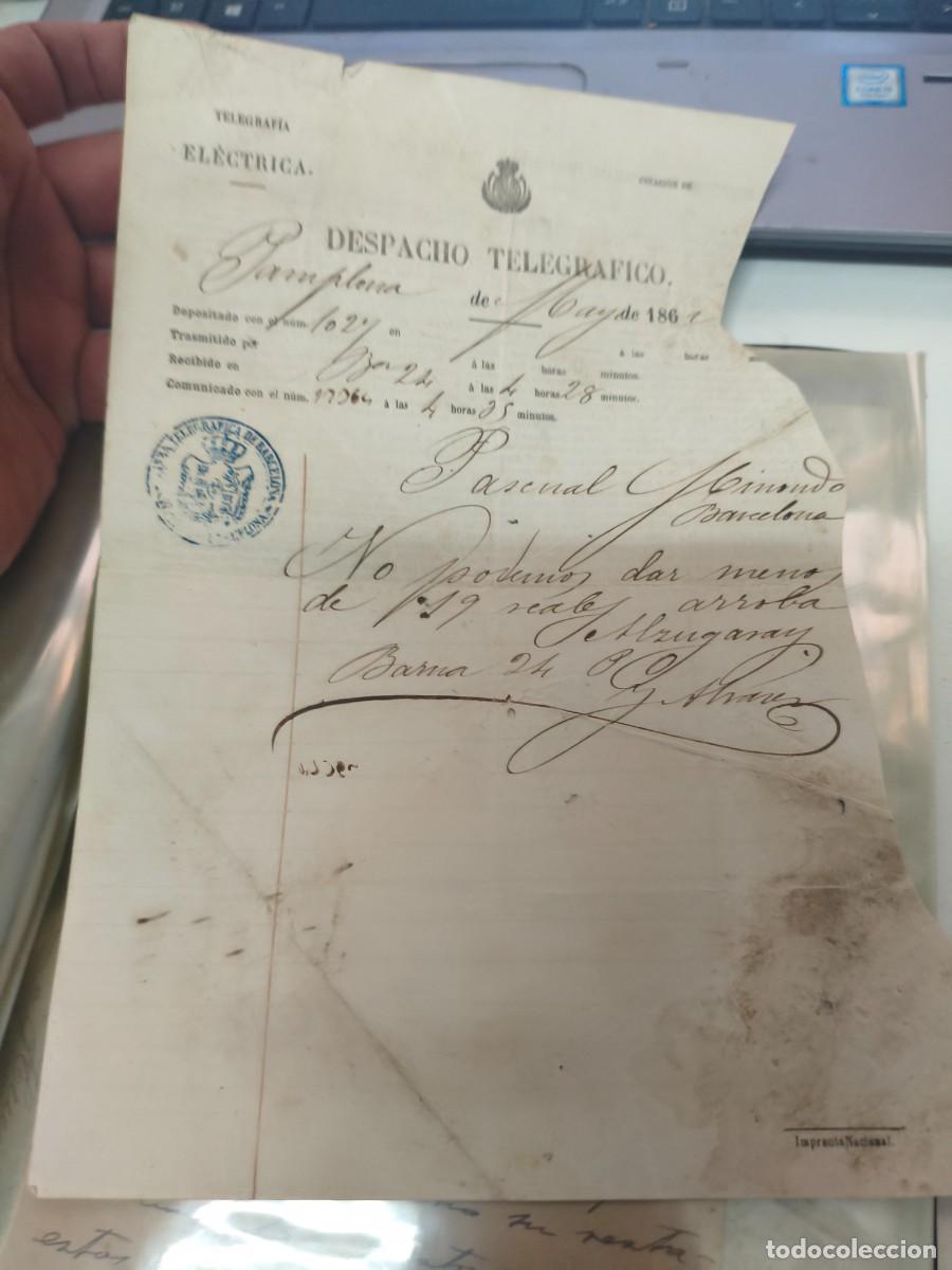 Otros Art&iacute;culos de Coleccionismo en Papel: Despacho telegrafico 1862. Pamplona Barcelona