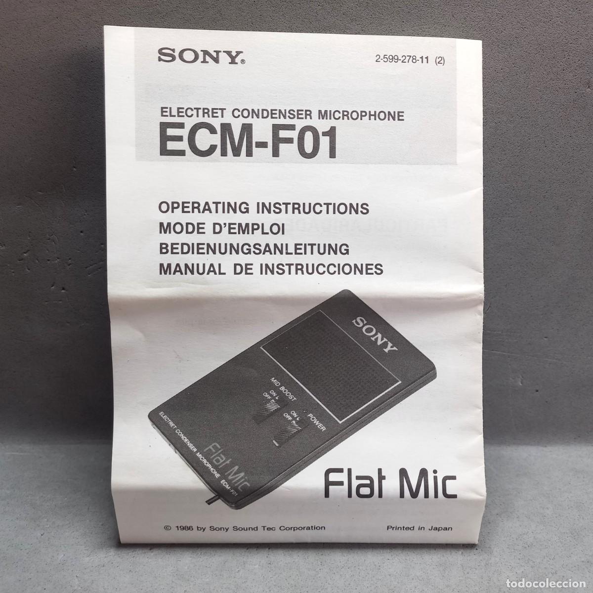 Otros Art&iacute;culos de Coleccionismo en Papel: Instrucciones del micr&oacute;fono SONY ECM.F01. Electret Condenser Microhone. A&ntilde;o 1986
