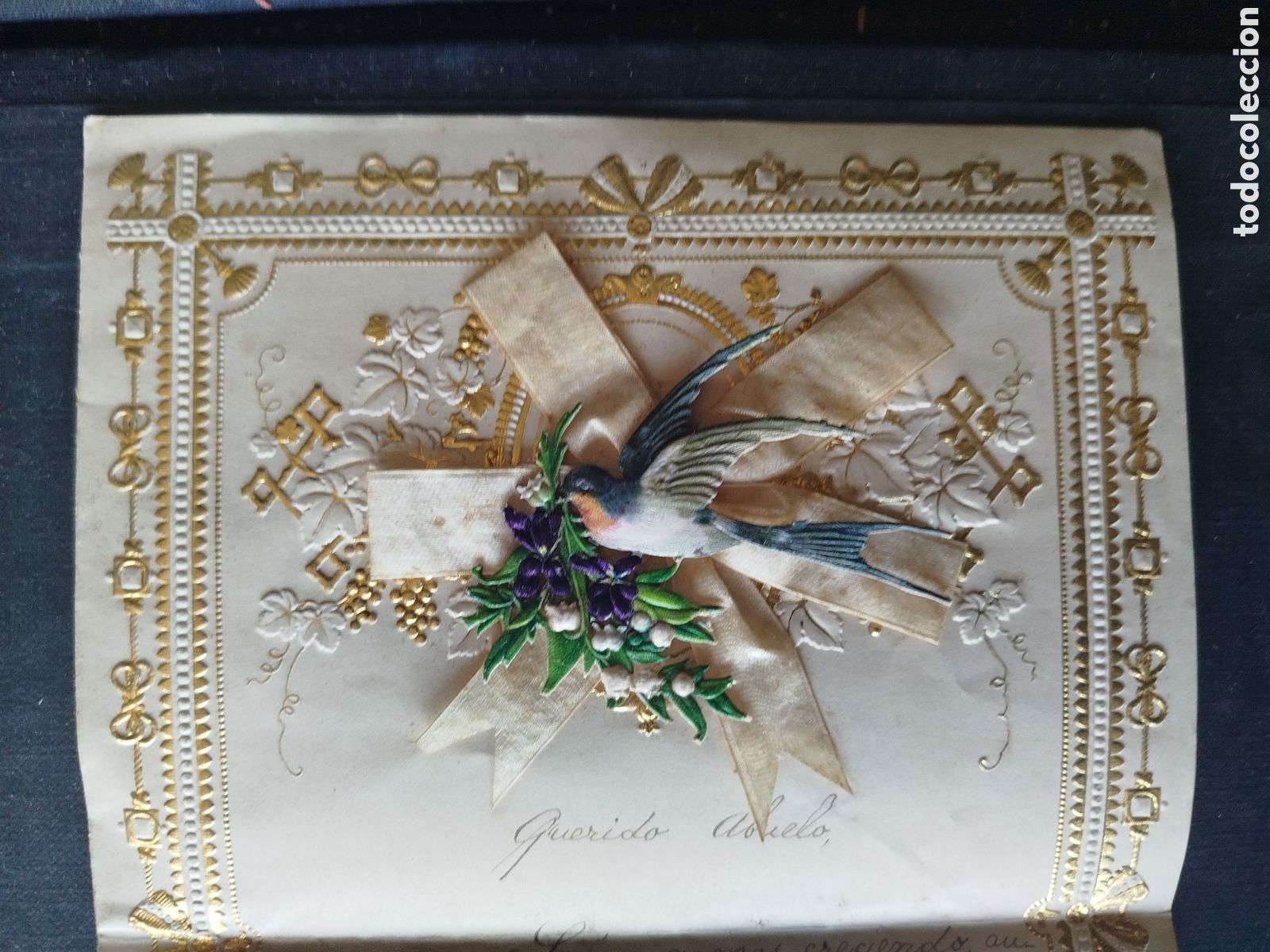 Otros Art&iacute;culos de Coleccionismo en Papel: CARTA TROQUELADA CON RELIEVE Y GRECA DORADA.