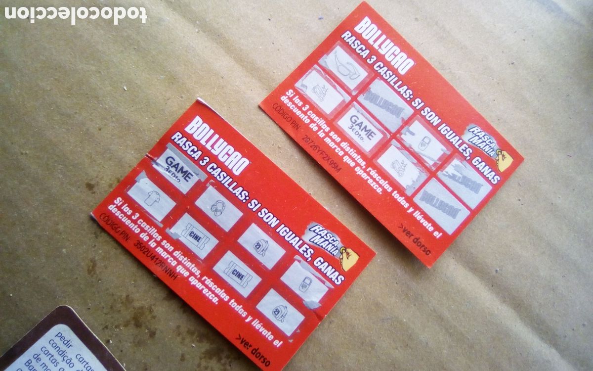 Otros Art&iacute;culos de Coleccionismo en Papel: 2 tarjetas Rascaman&iacute;a. Bollycao 2011.