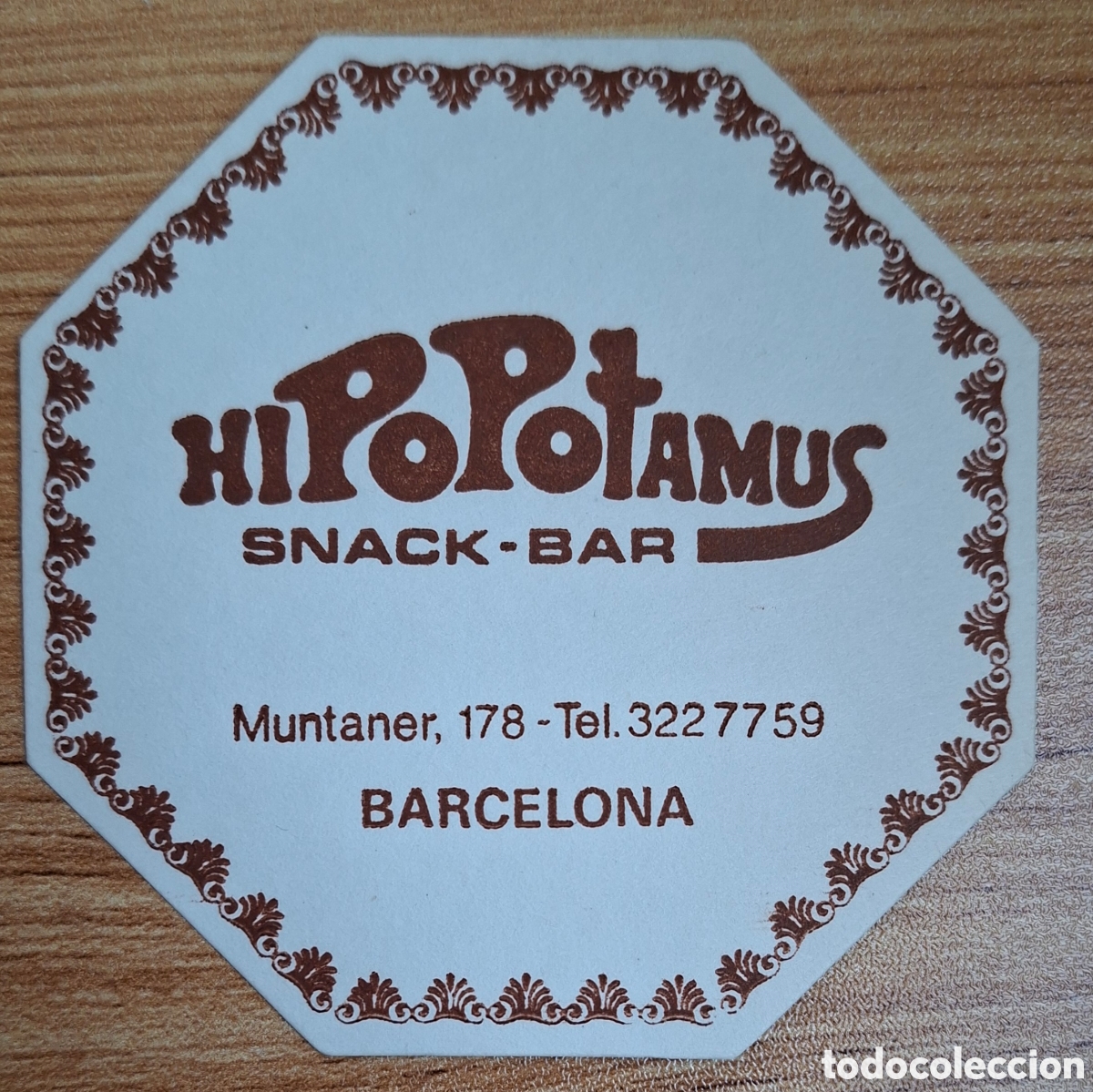 Otros Art&iacute;culos de Coleccionismo en Papel: Posavasos Snack Bar Hipopotamus - Barcelona