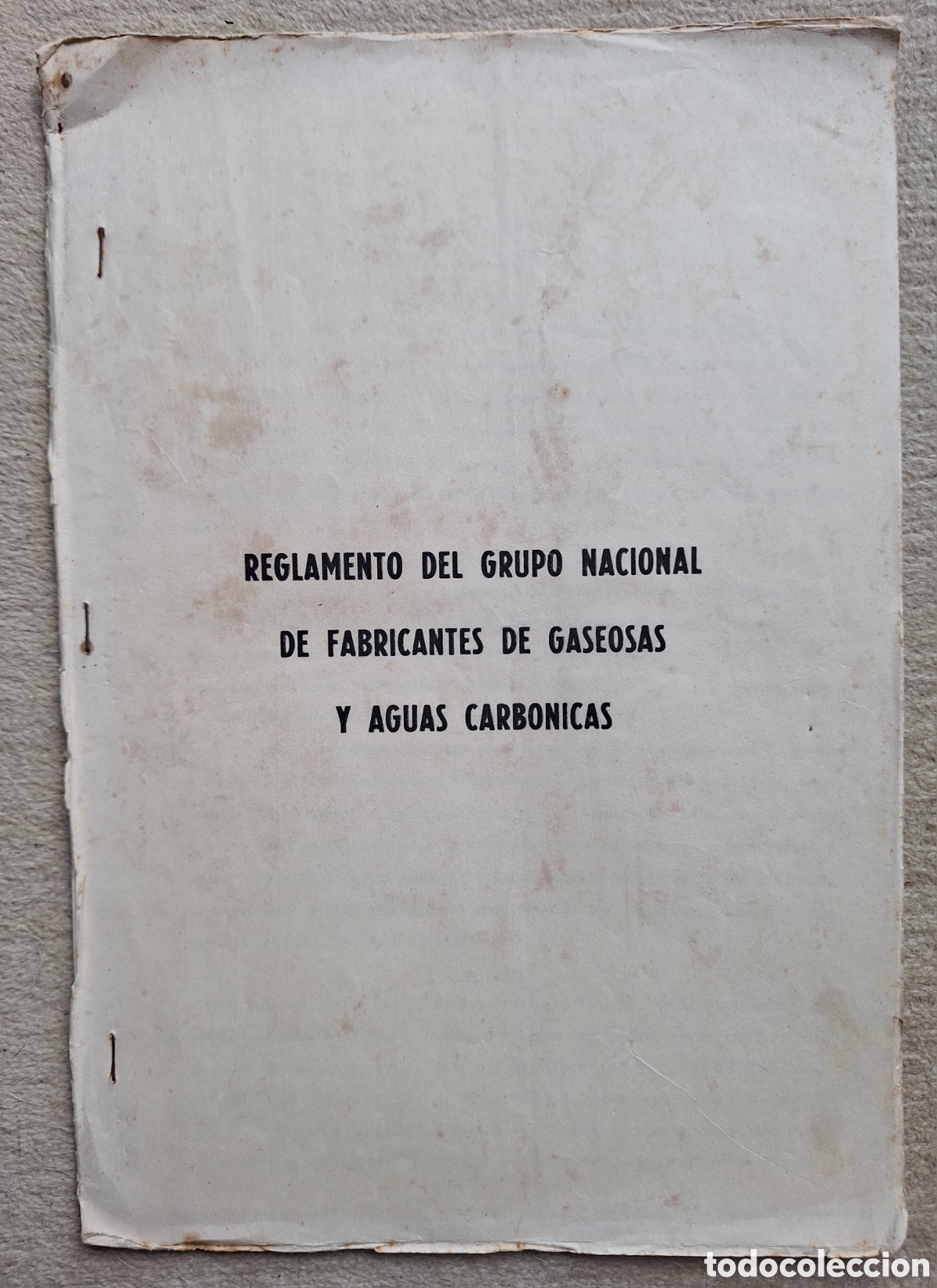 Otros Art&iacute;culos de Coleccionismo en Papel: Reglamento Grupo Nacional Fabricantes Gaseosas Y Aguas Carb&oacute;nicas - Copia De &Eacute;poca