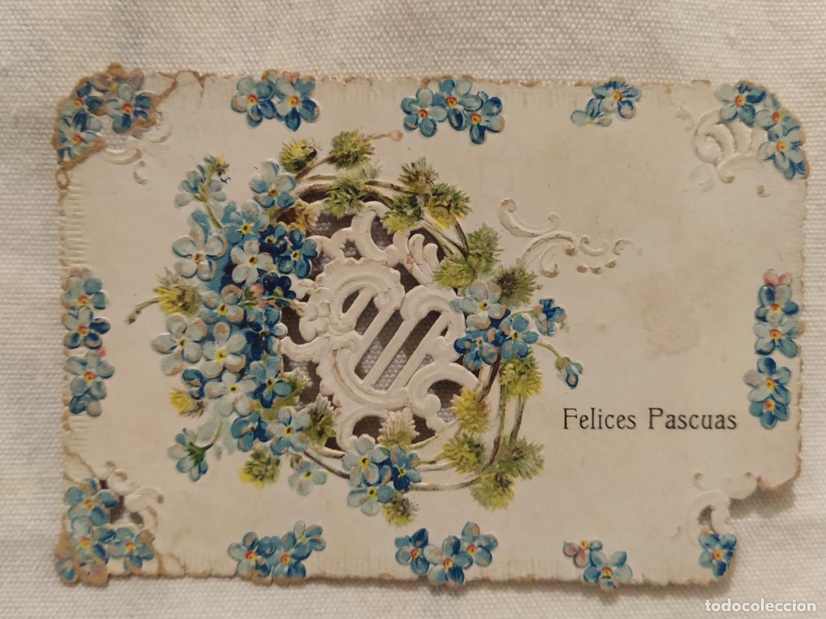 Outros artigos de papel: TARJETA ANTIGUA TROQUELADA CON MOTIVOS FLORALES - ARGEMI Y CIA - BARCELONA -(116.142)
