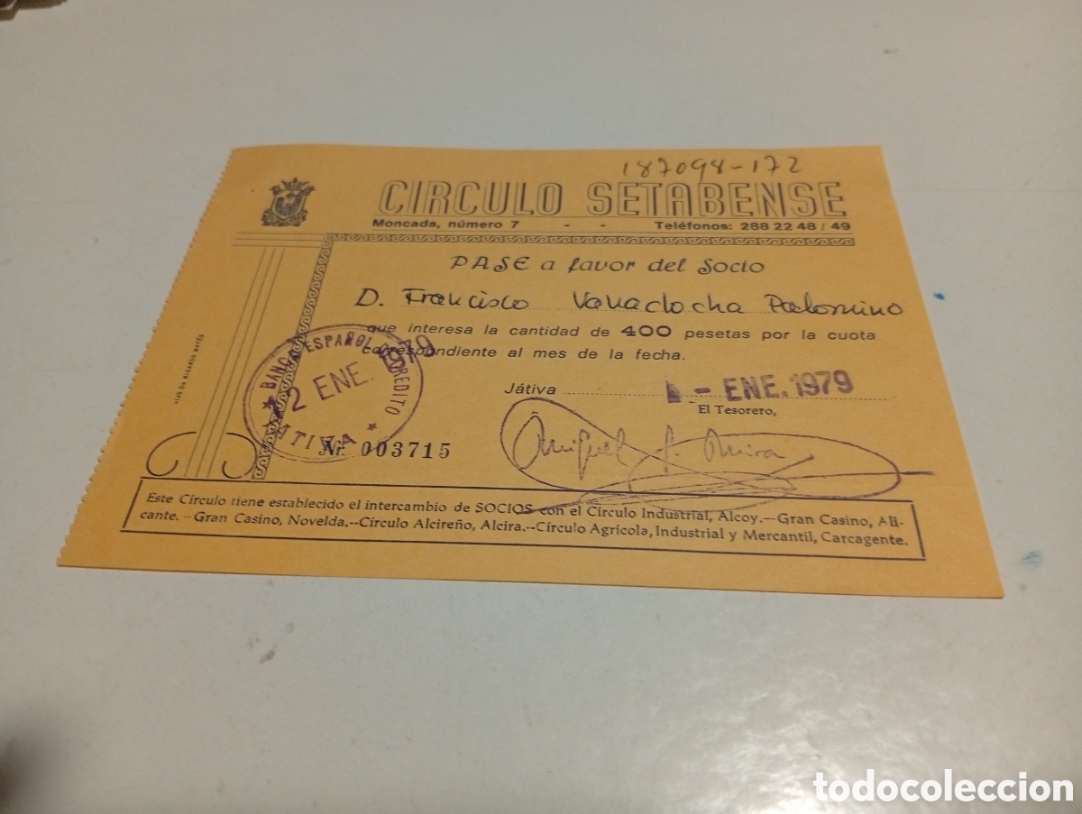 Otros Art&iacute;culos de Coleccionismo en Papel: C&iacute;rculo Setabense 1979 J&Aacute;TIVA