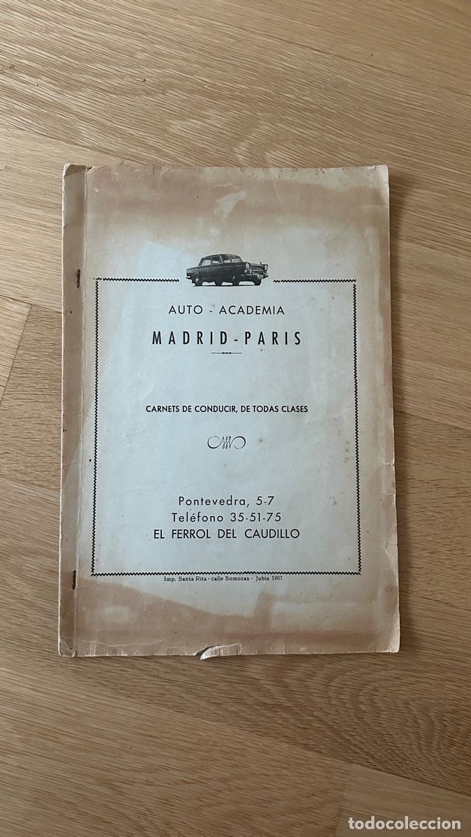 Otros Art&iacute;culos de Coleccionismo en Papel: CUESTIONARIO DE MECANICA, AUTO-ACADEMIA MADRID-PARIS, FERROL 1967.