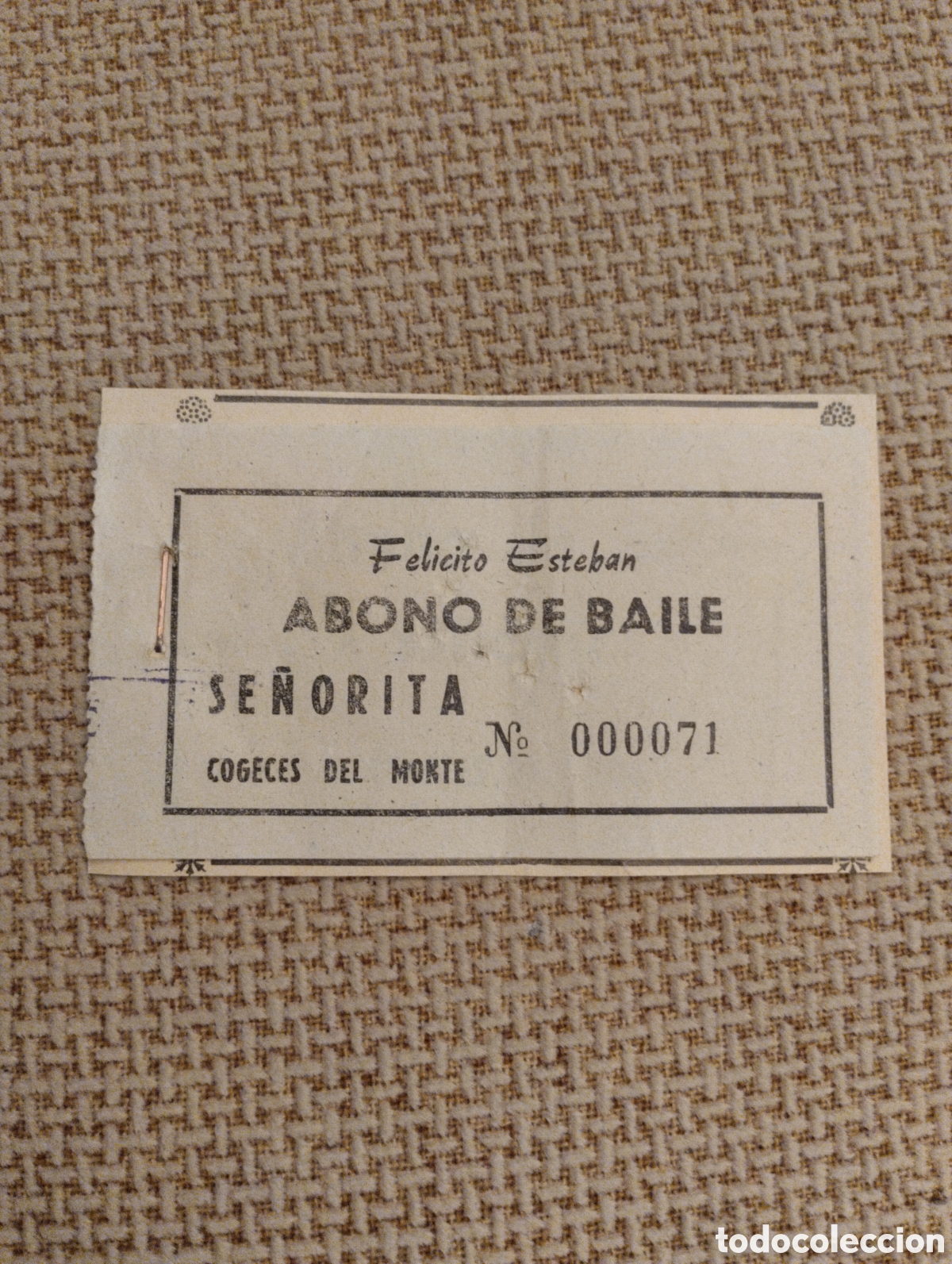 Otros Art&iacute;culos de Coleccionismo en Papel: Abono de Baile Se&ntilde;orita antiguo