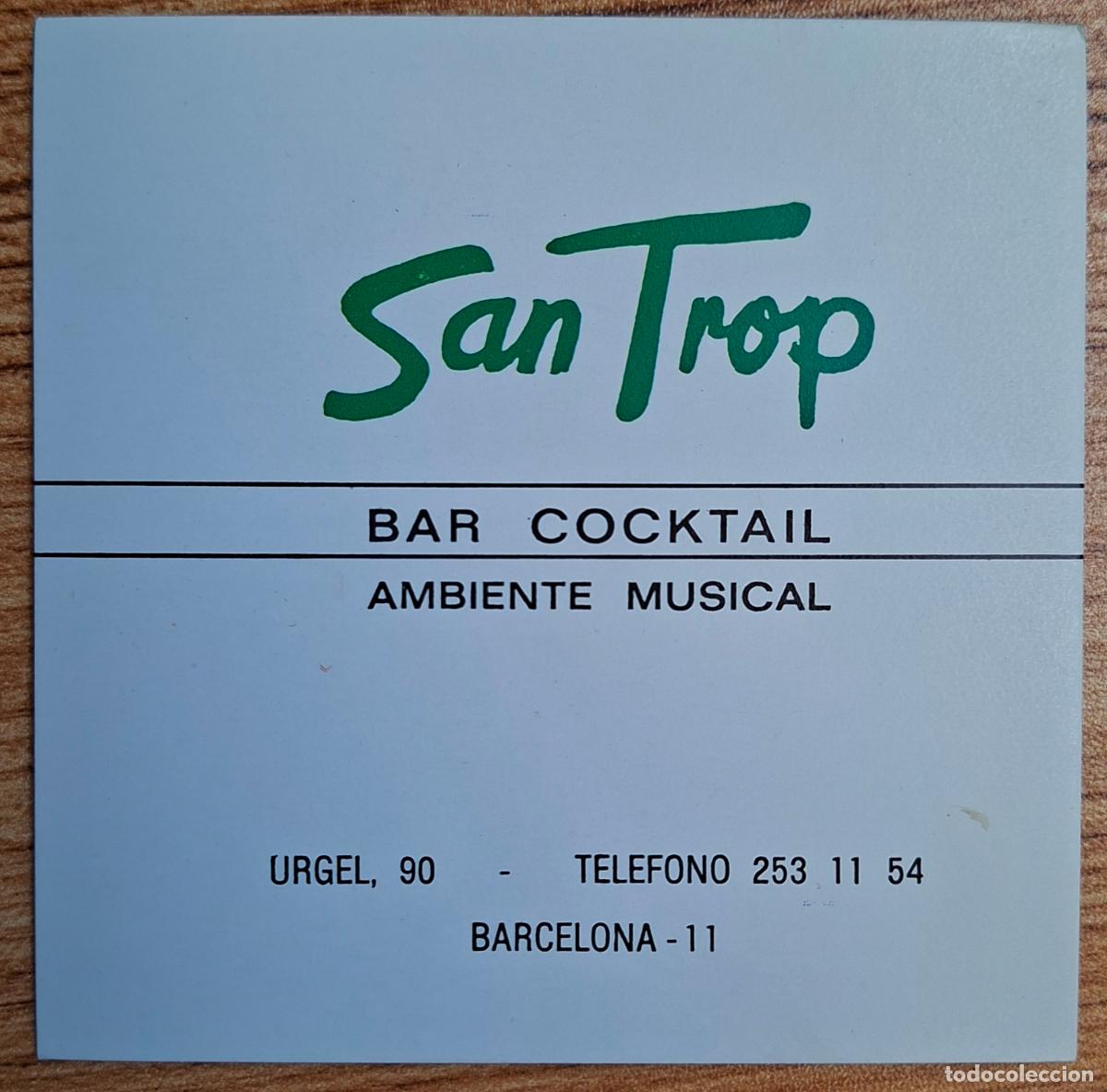 Otros Art&iacute;culos de Coleccionismo en Papel: Posavasos Bar Cocktail San Trop verde - Barcelona