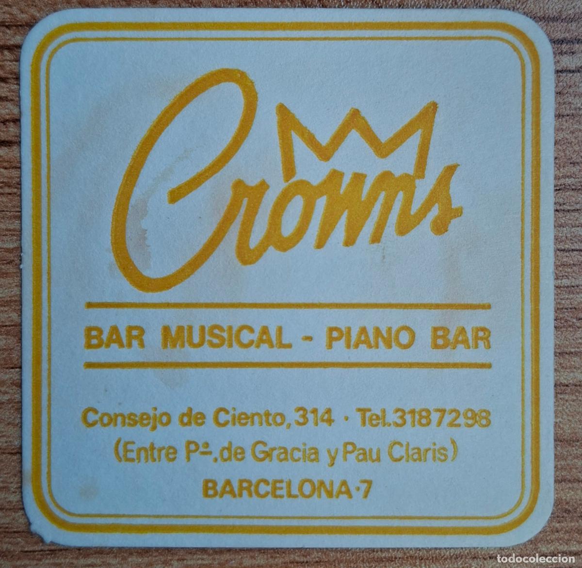 Otros Art&iacute;culos de Coleccionismo en Papel: Posavasos Piano Bar Musical Crowns - Barcelona