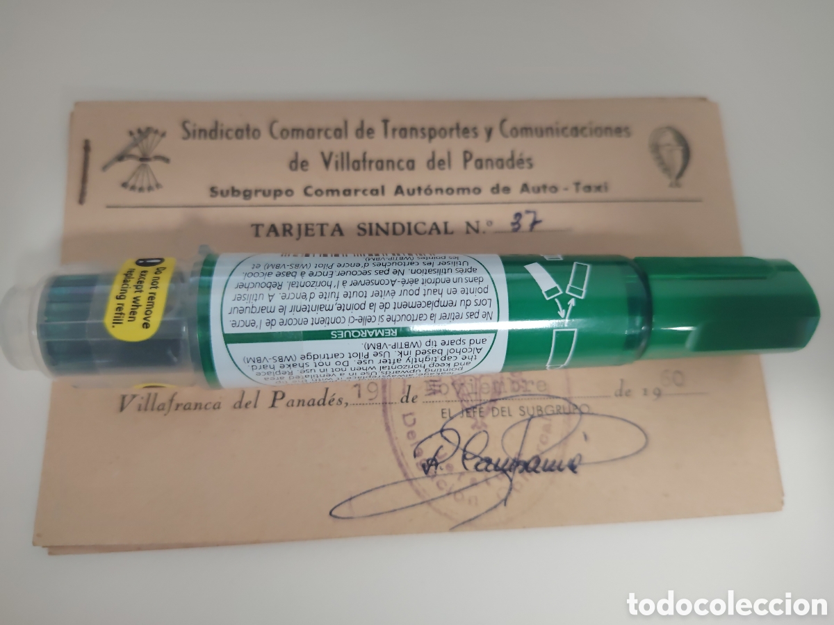 Otros Art&iacute;culos de Coleccionismo en Papel: Tarjeta sindical. Sindicato transportes taxi Villafranca Pened&eacute;s.Catalunya
