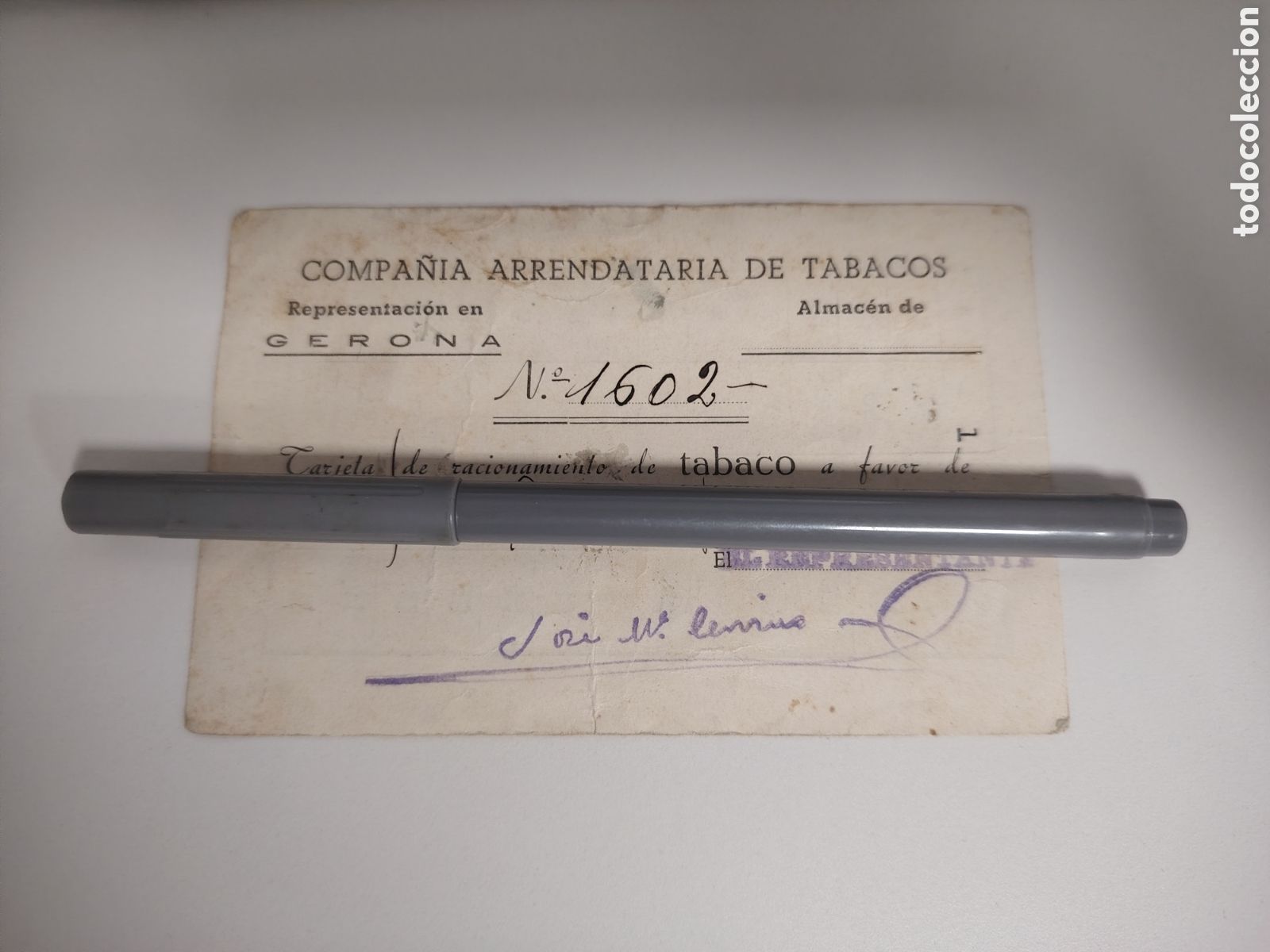 Otros Art&iacute;culos de Coleccionismo en Papel: Tarjeta racionamiento tabaco. Girona. Catalunya