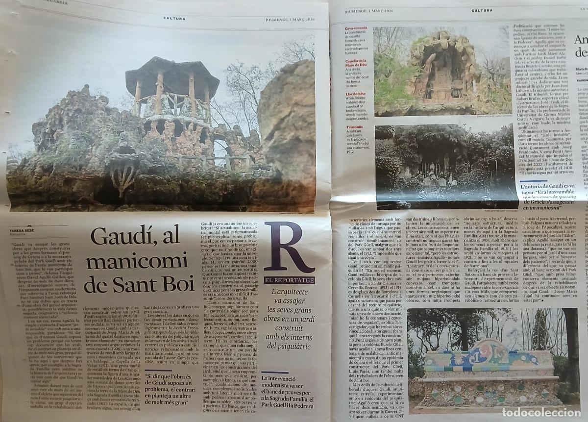 Otros Art&iacute;culos de Coleccionismo en Papel: RETALL DIARI LA VANGUARDIA &rdquo;GAUD&Iacute;, AL MANICOMI DE SANT BOI&rdquo; L'ARQUITECTE DE D&Eacute;U REUS BARCELONA
