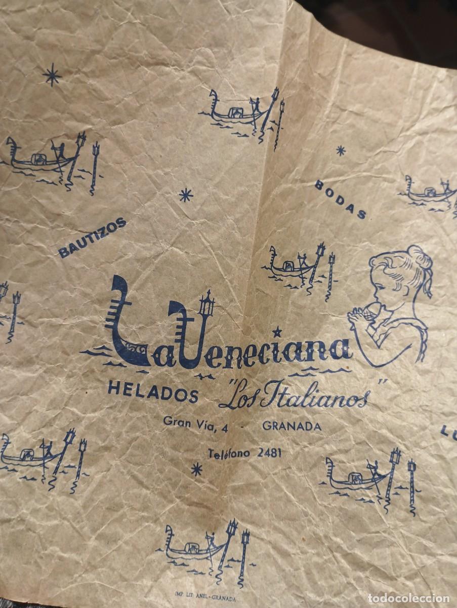 Otros Art&iacute;culos de Coleccionismo en Papel: Envoltorio A&ntilde;os 40-50 Helader&iacute;a Los Italianos (Granada)