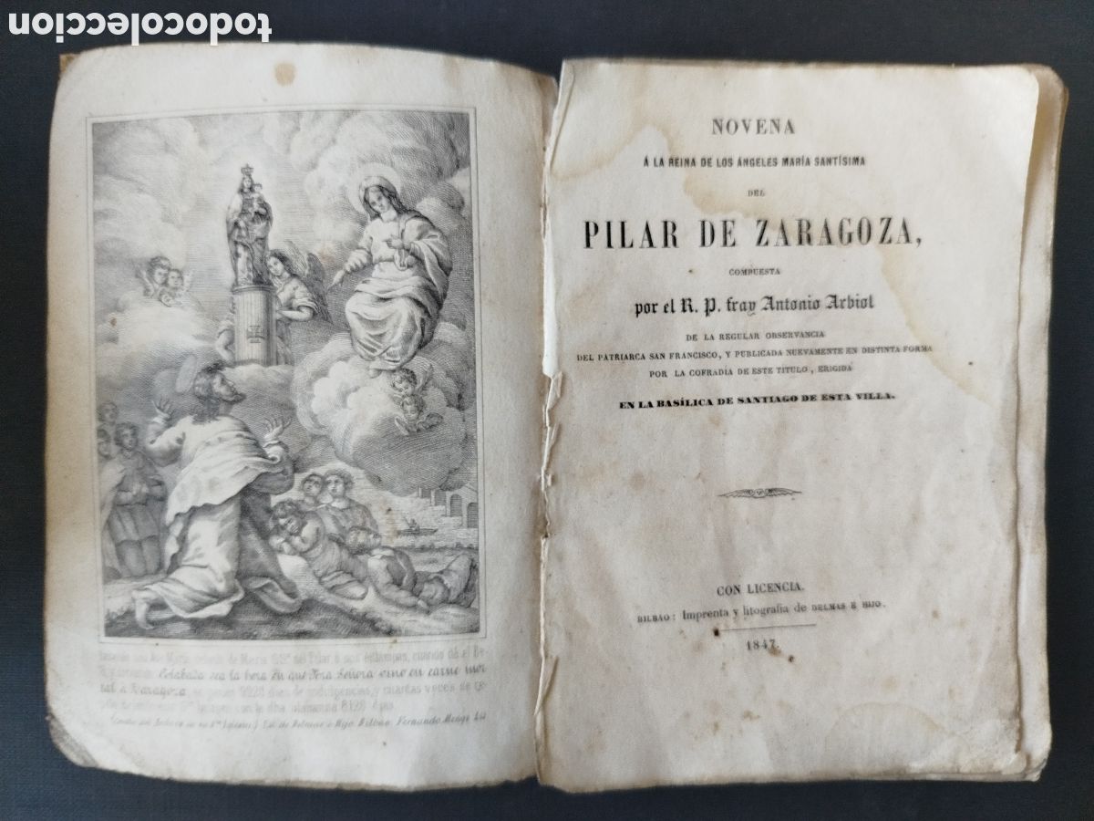 Outros artigos de papel: NOVENA A LA REINA DE LOS &Aacute;NGELES MAR&Iacute;A SANT&Iacute;SIMA DEL PILAR DE ZARAGOZA. BILBAO 1847.