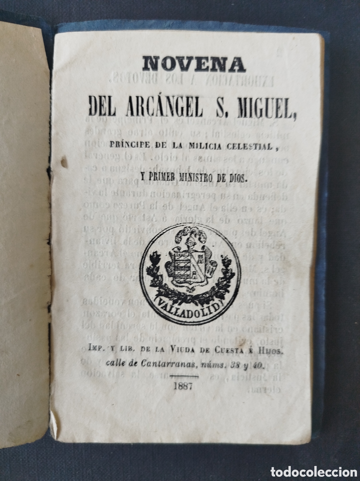 Otros Art&iacute;culos de Coleccionismo en Papel: NOVENA DEL ARCANGEL S. MIGUEL PR&Iacute;NCIPE DE LA MILICIA CELESTIAL. VALLADOLID 1887.