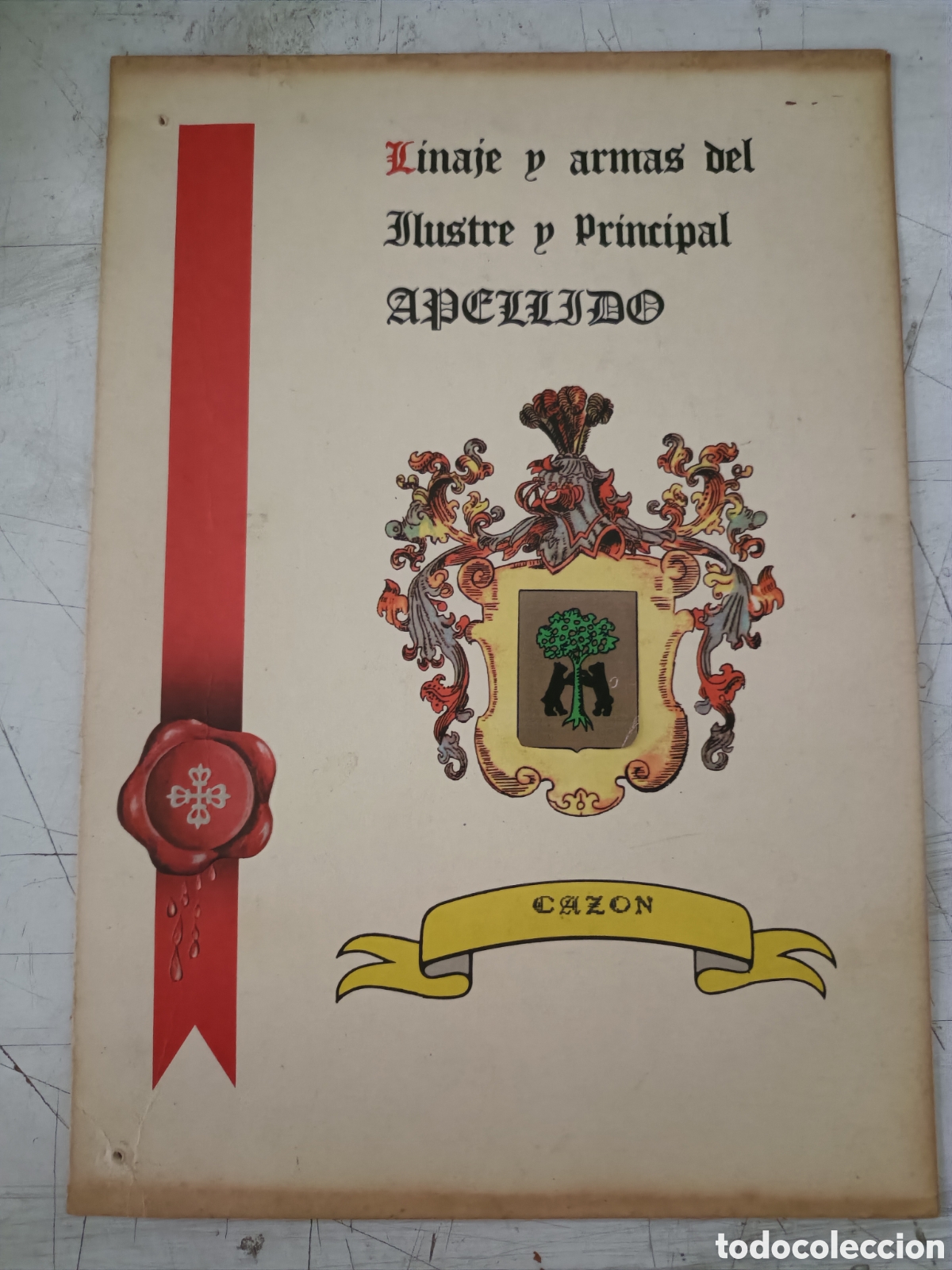 Otros Art&iacute;culos de Coleccionismo en Papel: Linaje y armas del apellido Caz&oacute;n.