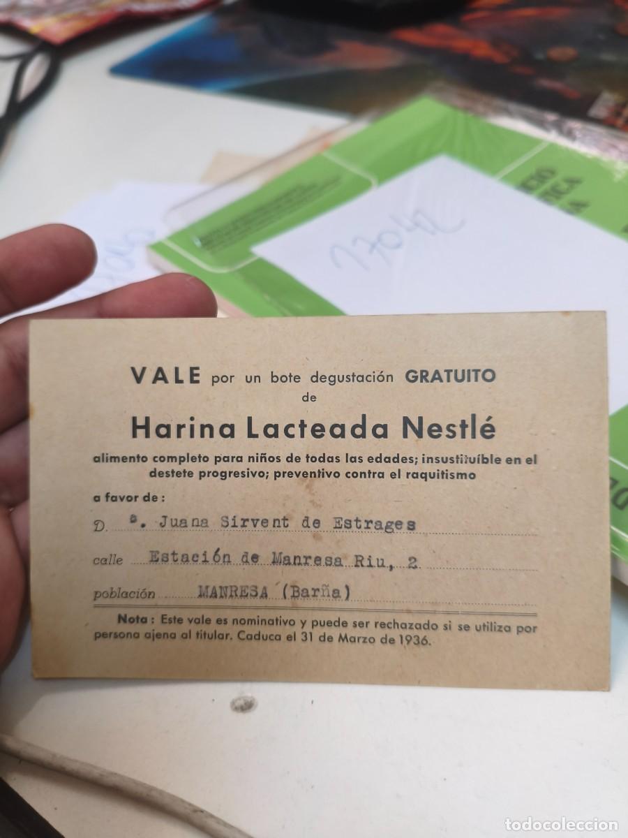 Otros Art&iacute;culos de Coleccionismo en Papel: Vale bote desgustaci&oacute;n Harina lacteada Nestl&eacute;. Estaci&oacute; de Manresa Riu, 2. 1936