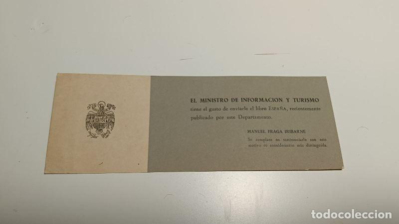 Otros Art&iacute;culos de Coleccionismo en Papel: Tarjeta del ministerio de informaci&oacute;n y turismo de Manuel Fraga
