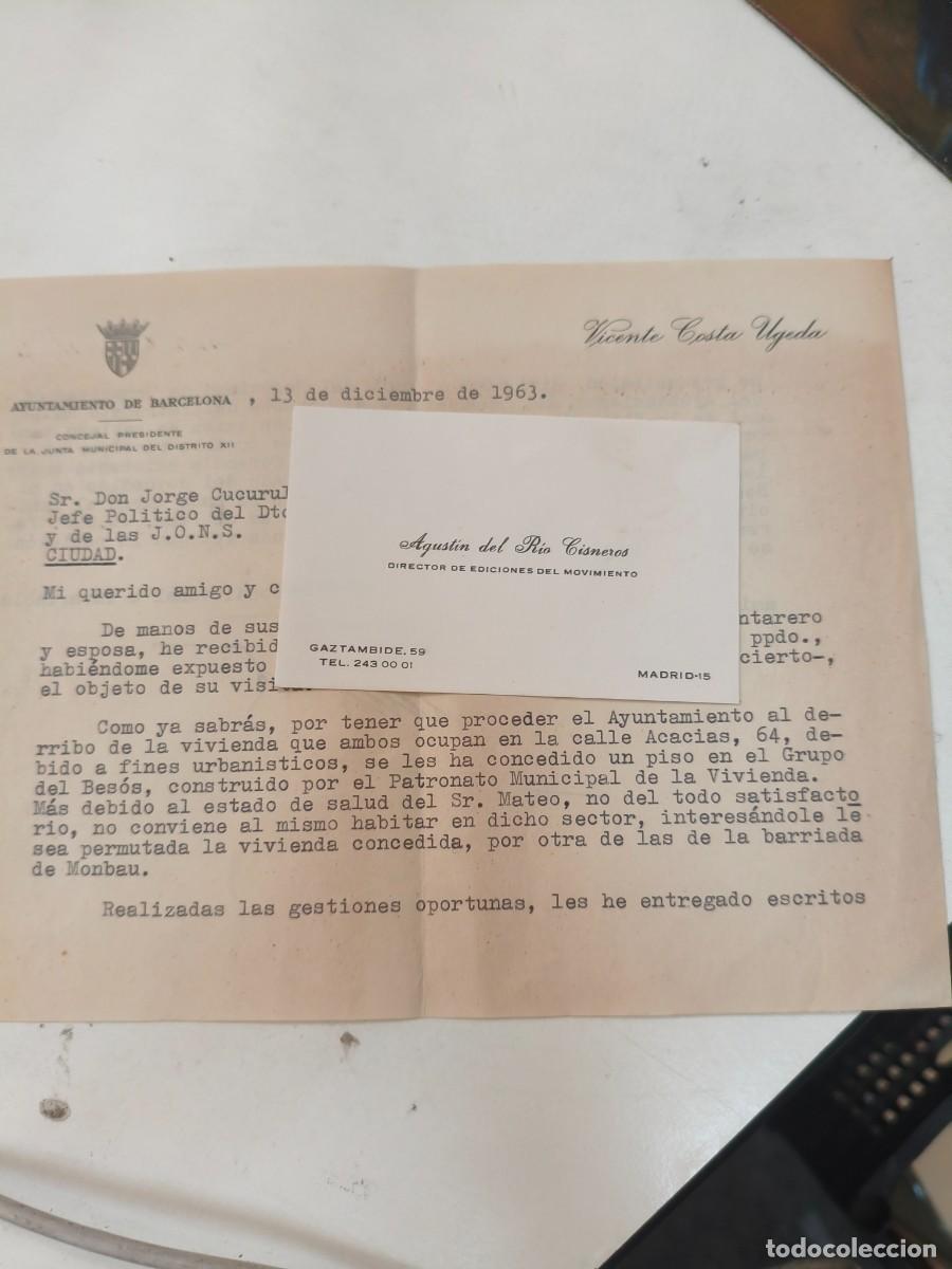 Otros Art&iacute;culos de Coleccionismo en Papel: Ayuntamiento Barcelona Vicente Costa Ugeda Jorge Cucurull Puiggros. F.E.T. J.O.N.S.