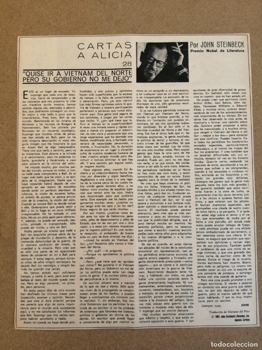 Otros Art&iacute;culos de Coleccionismo en Papel: ARTICULO PRENSA. JOHN STEINBECK, CARTAS A ALICIA
