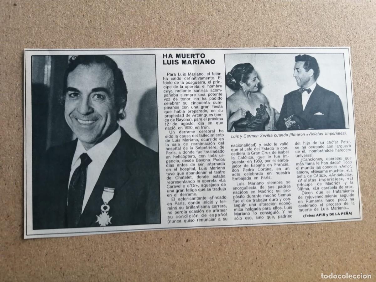 Otros Art&iacute;culos de Coleccionismo en Papel: REPORTAJE. HA MUERTO LUIS MARIANO