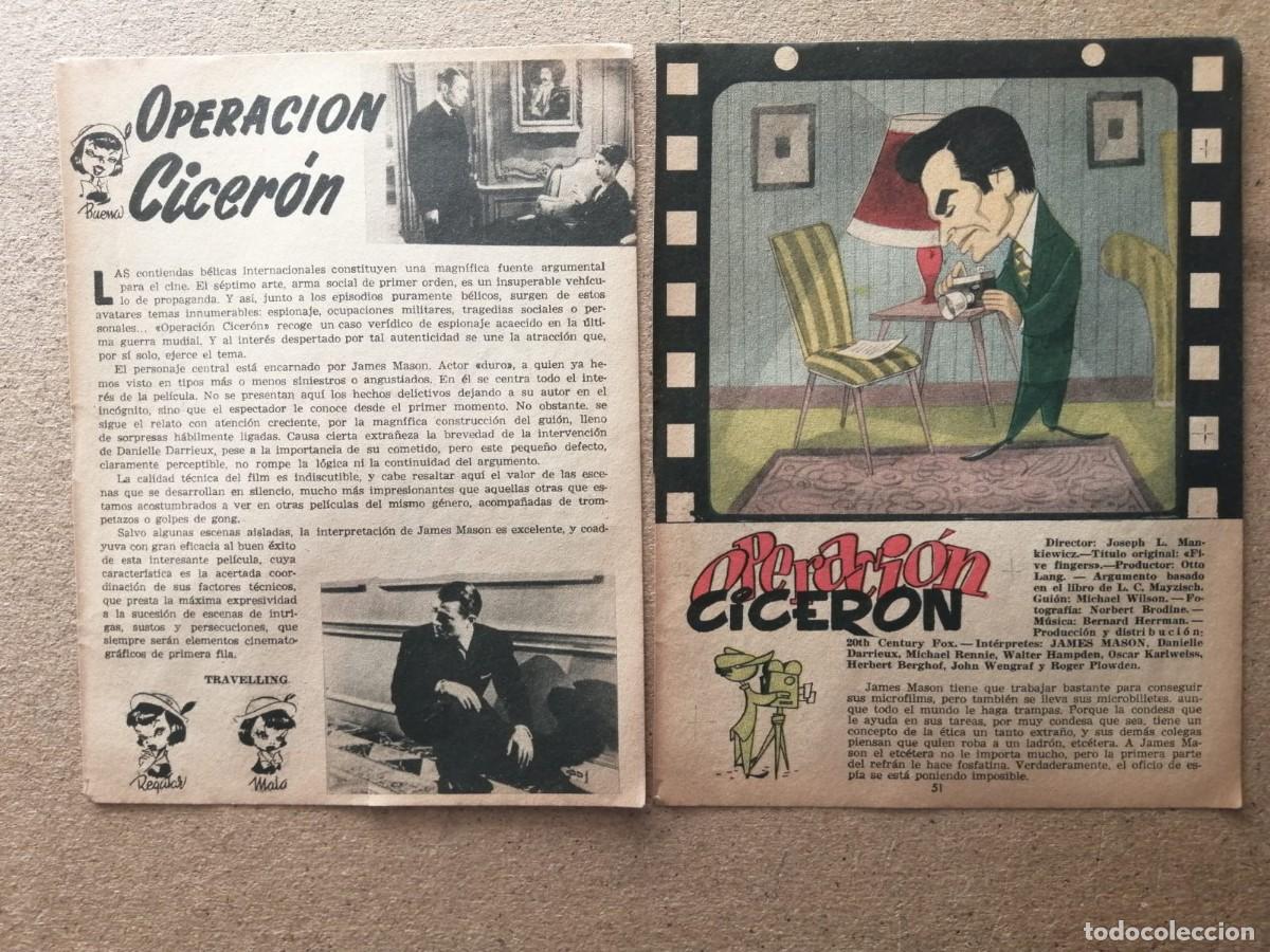 Otros Art&iacute;culos de Coleccionismo en Papel: CRITICA CINEMATOGRAFICA. OPERACION CICERON (JOSEPH L. MANKIEWICZ - JAMES MASON - DANIELLE DARRIEUX)