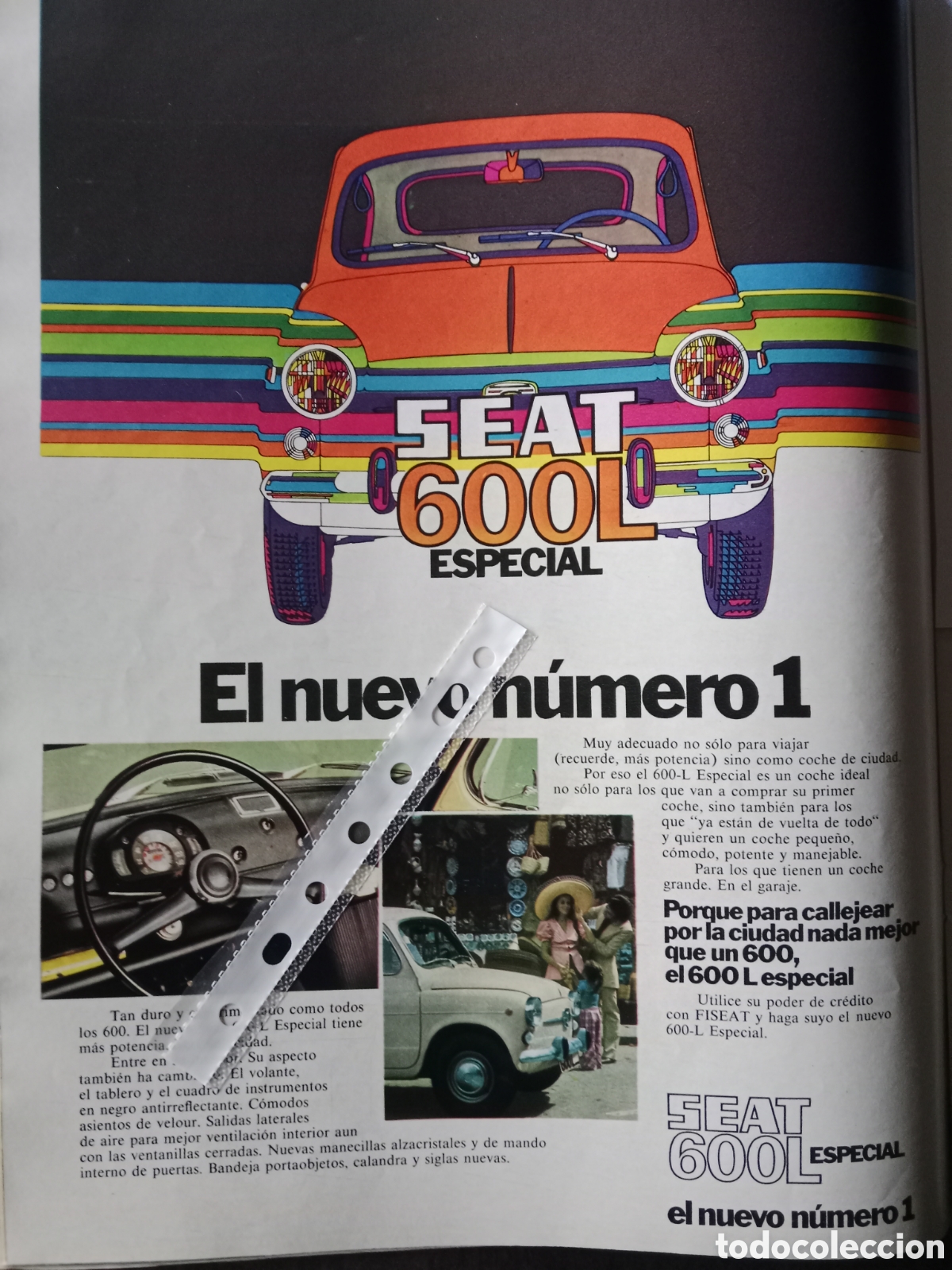 Otros Art&iacute;culos de Coleccionismo en Papel: Publicidad autom&oacute;vil Seat 600 L especial de 1972