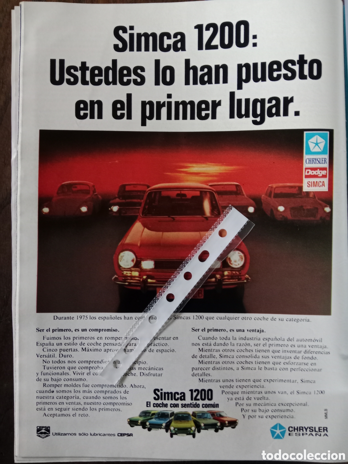 Otros Art&iacute;culos de Coleccionismo en Papel: Revista autom&oacute;vil Simca 1200 de 1976