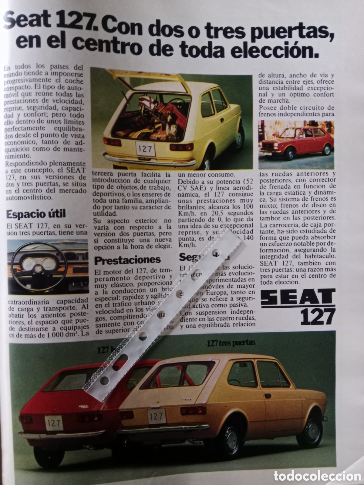 Otros Art&iacute;culos de Coleccionismo en Papel: Publicidad autom&oacute;vil Seat 127 de 1972