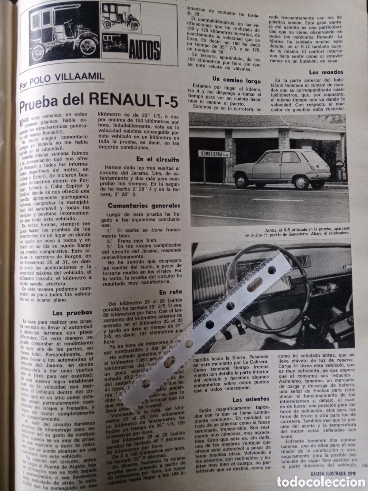 Otros Art&iacute;culos de Coleccionismo en Papel: Reportaje autom&oacute;vil Renault 5 de 1972
