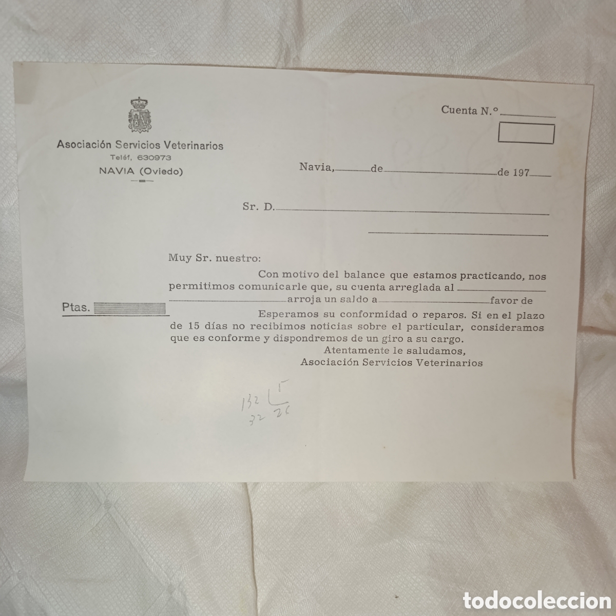 Otros Art&iacute;culos de Coleccionismo en Papel: Navia, Asturias,Asociaci&oacute;n Servicios Veterinarios,a&ntilde;os 70
