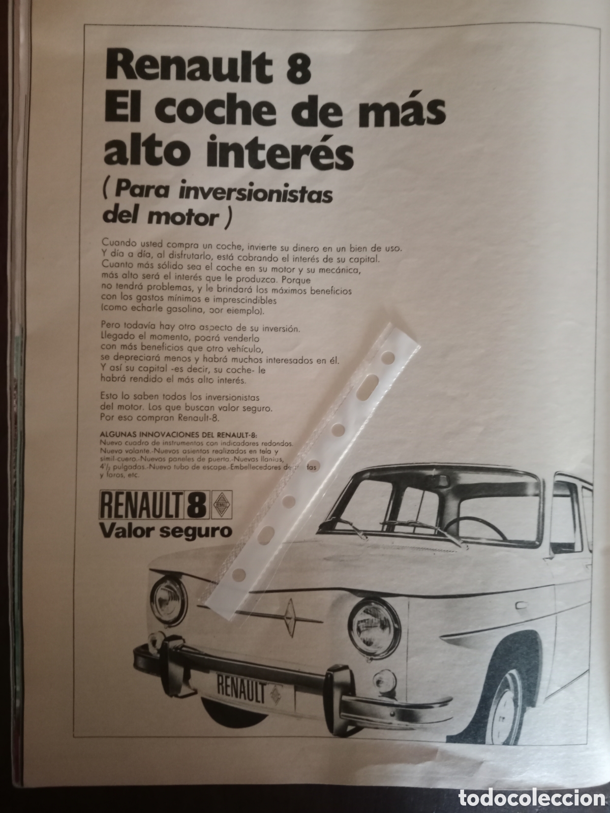 Otros Art&iacute;culos de Coleccionismo en Papel: Publicidad autom&oacute;vil Renault 8 de 1971