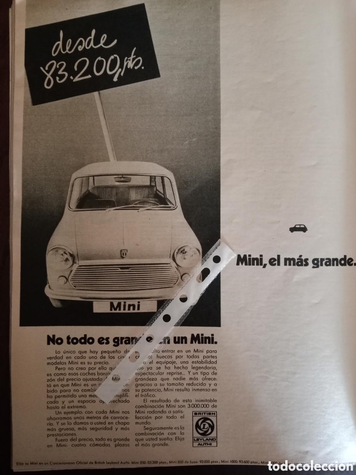 Otros Art&iacute;culos de Coleccionismo en Papel: Publicidad autom&oacute;vil mini authi de 1971