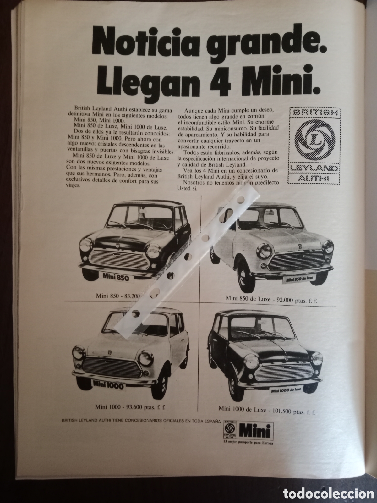 Otros Art&iacute;culos de Coleccionismo en Papel: publicidad autom&oacute;vil mini authi de 1970