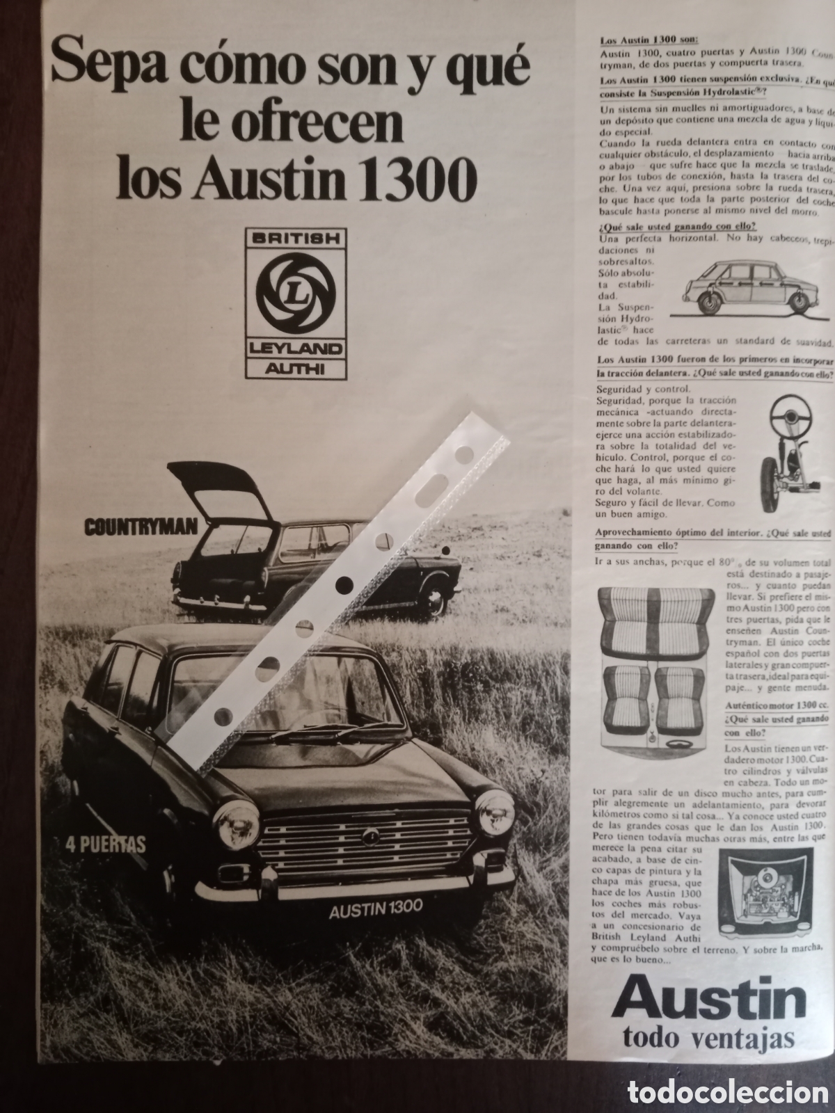 Otros Art&iacute;culos de Coleccionismo en Papel: Publicidad autom&oacute;vil Austin authi de 1971