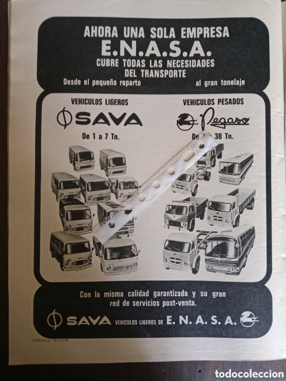 Otros Art&iacute;culos de Coleccionismo en Papel: Publicidad cami&oacute;n Pegaso sava de 1971
