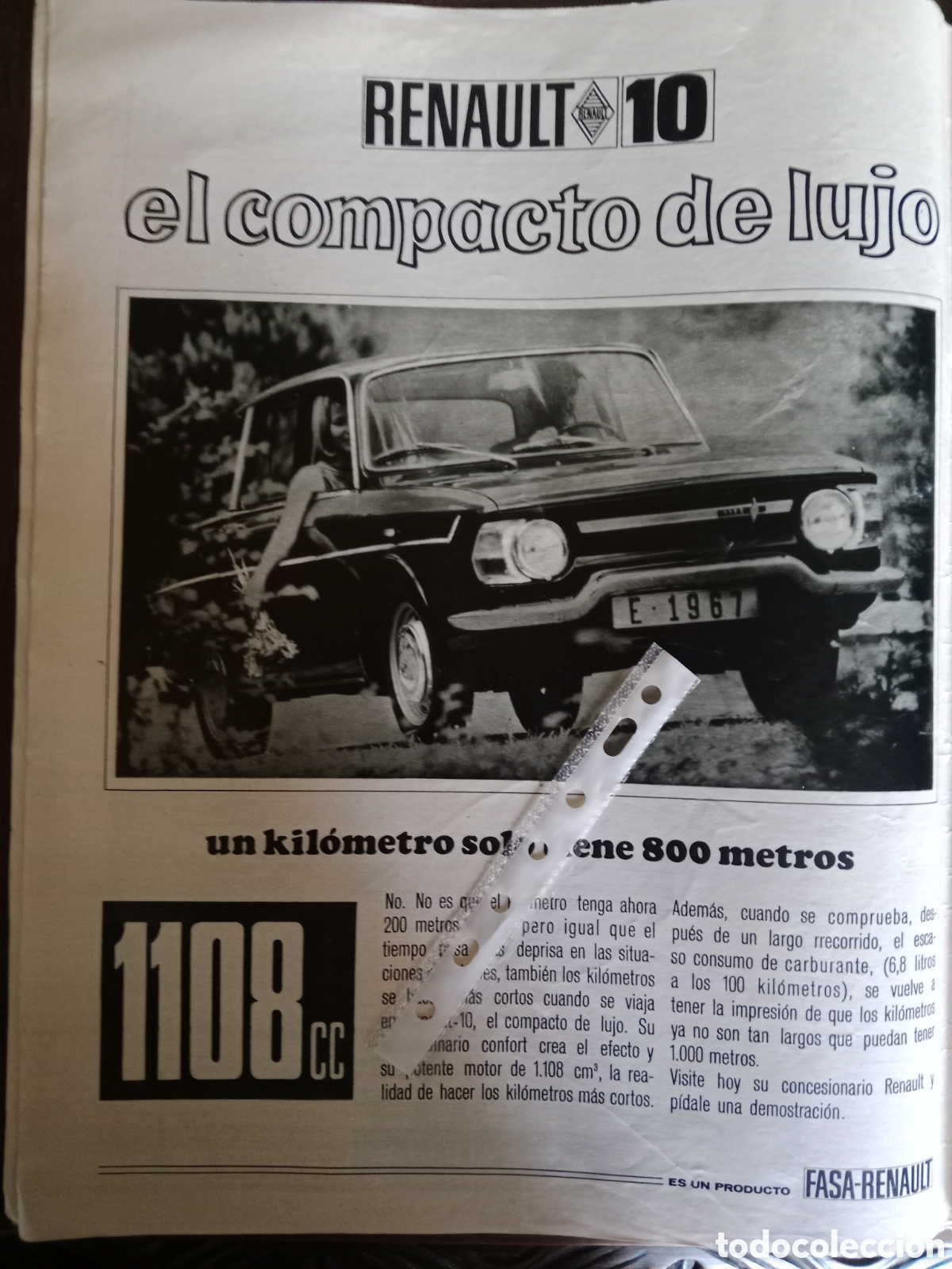 Otros Art&iacute;culos de Coleccionismo en Papel: Publicidad autom&oacute;vil Renault 10 de 1966