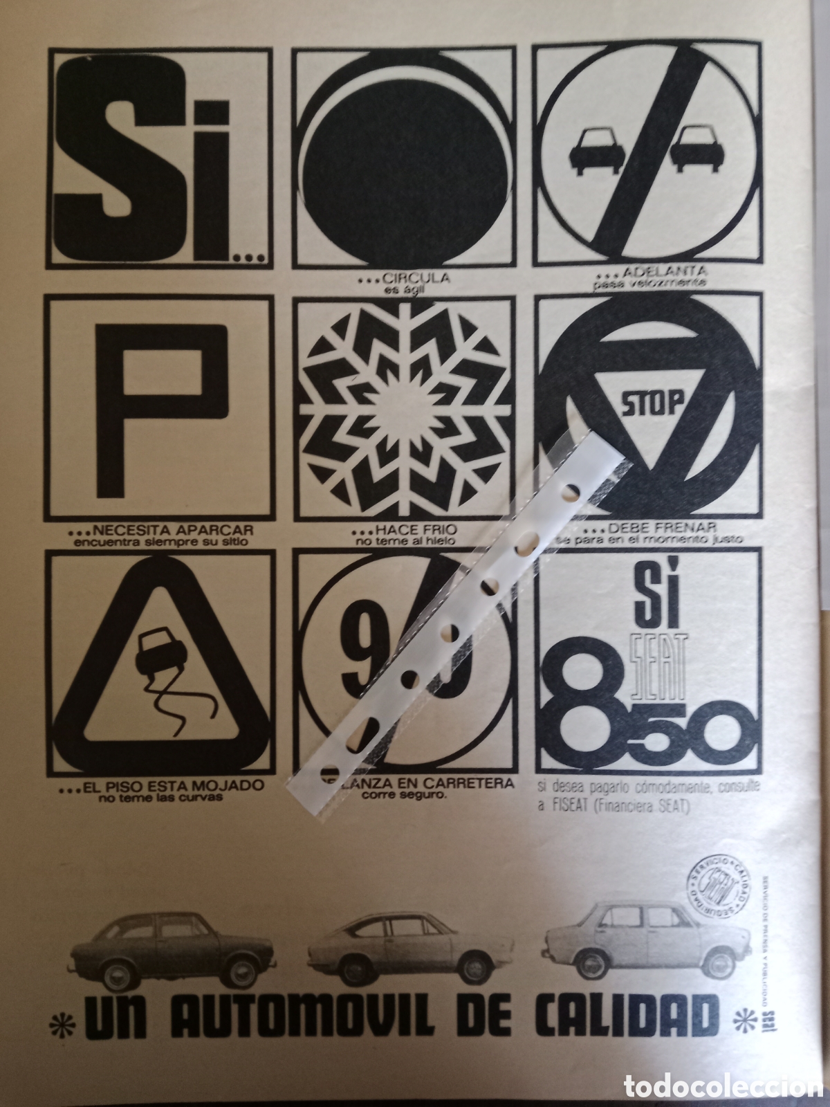 Otros Art&iacute;culos de Coleccionismo en Papel: Publicidad autom&oacute;vil seat 850 de 1968