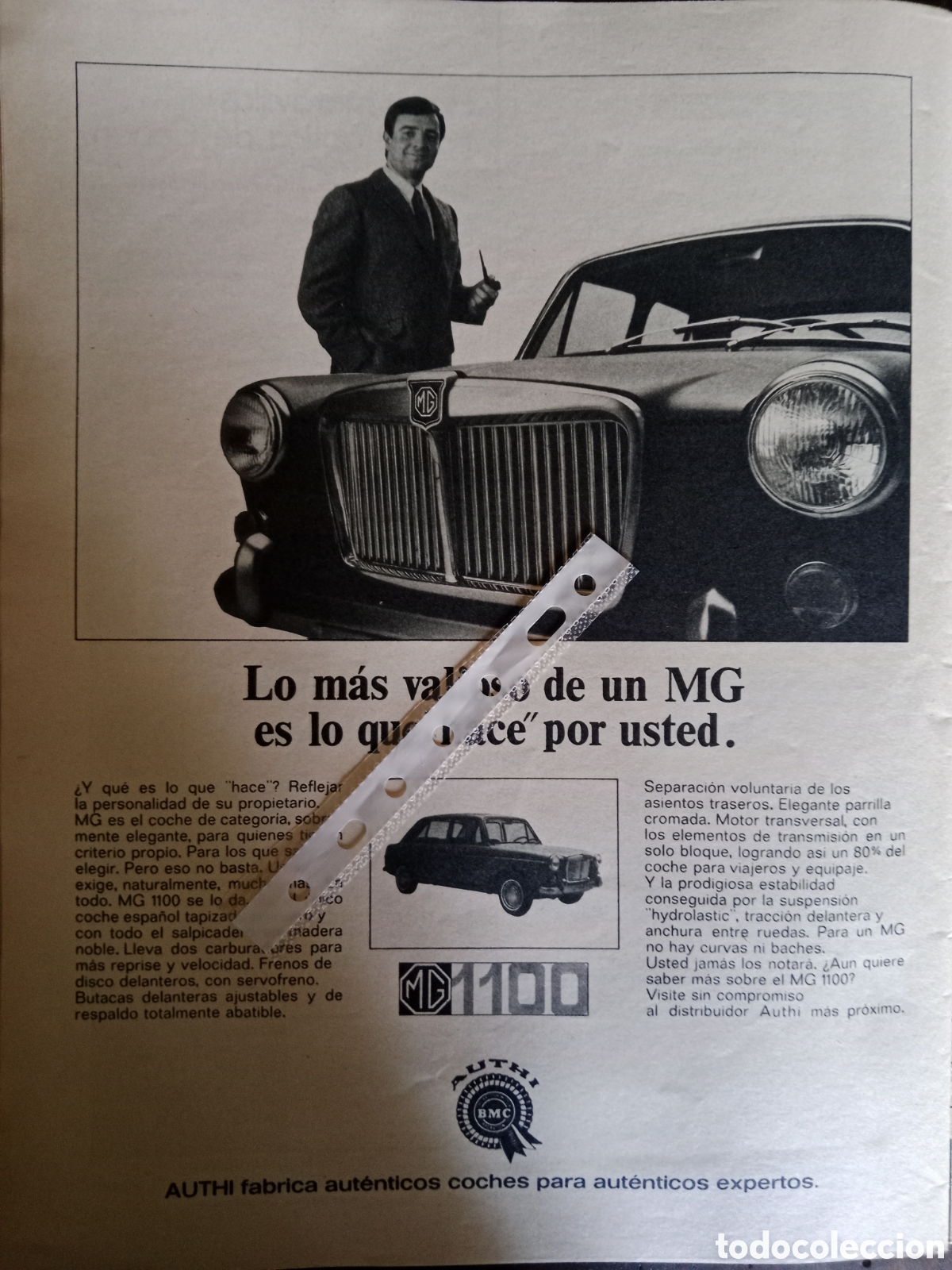Otros Art&iacute;culos de Coleccionismo en Papel: Publicidad autom&oacute;vil MG 1100 de 1968