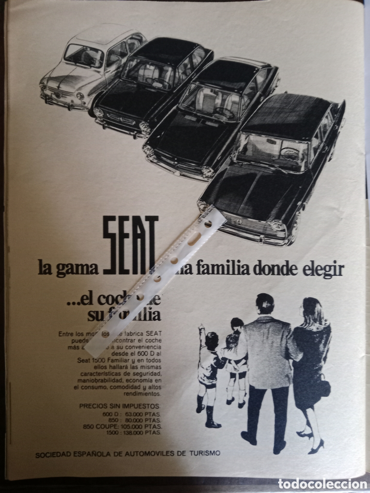 Otros Art&iacute;culos de Coleccionismo en Papel: Publicidad autom&oacute;vil Seat 600 850 1500 de 1967