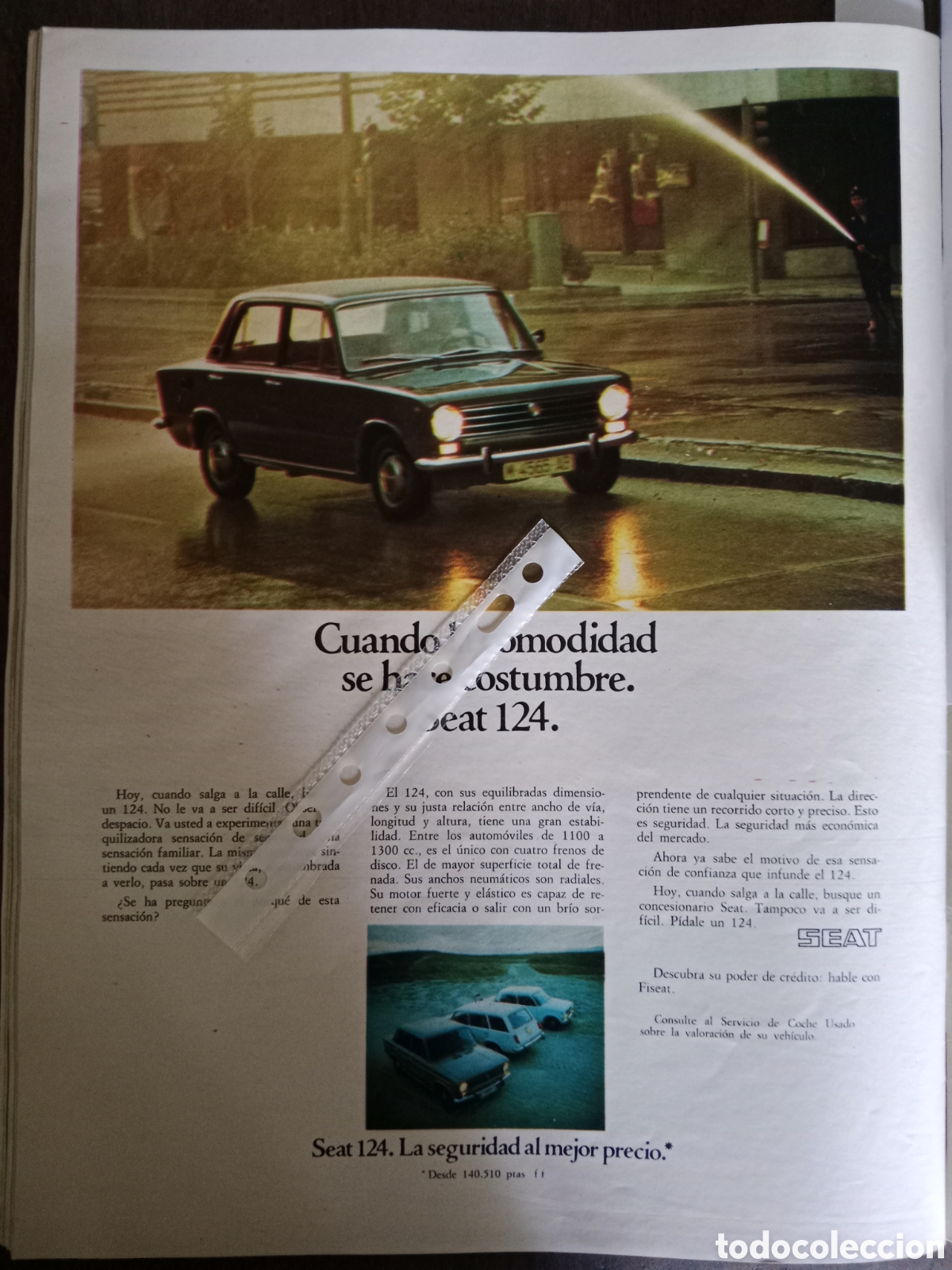 Otros Art&iacute;culos de Coleccionismo en Papel: Publicidad autom&oacute;vil Seat 124 de 1974