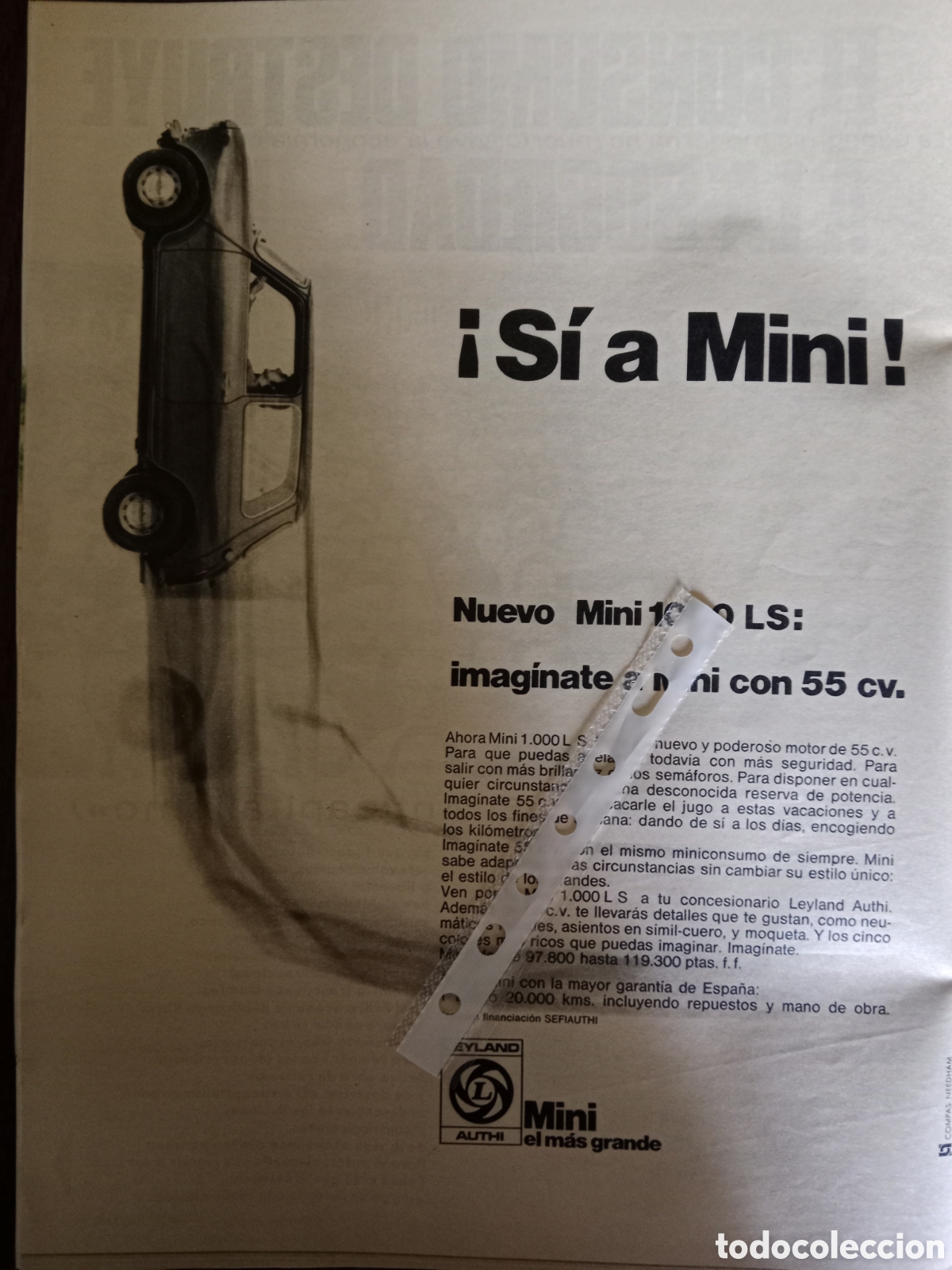 Otros Art&iacute;culos de Coleccionismo en Papel: Publicidad autom&oacute;vil mini authi de 1974